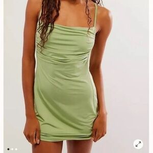 Free People Green Ruched Bodycon Mini Dress Luna Moth